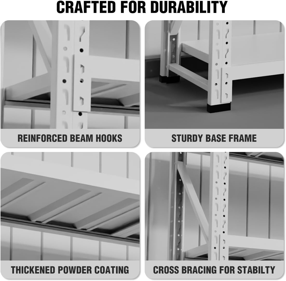 Heavy Duty Warehouse Shelving 4-Tier Industrial Steel Storage Shelves, 2600LB Capacity Per Shelf, Adjustable Shelves for Garage/Factory/Commercial Use (White, W47.24*D19.69*H78.74)