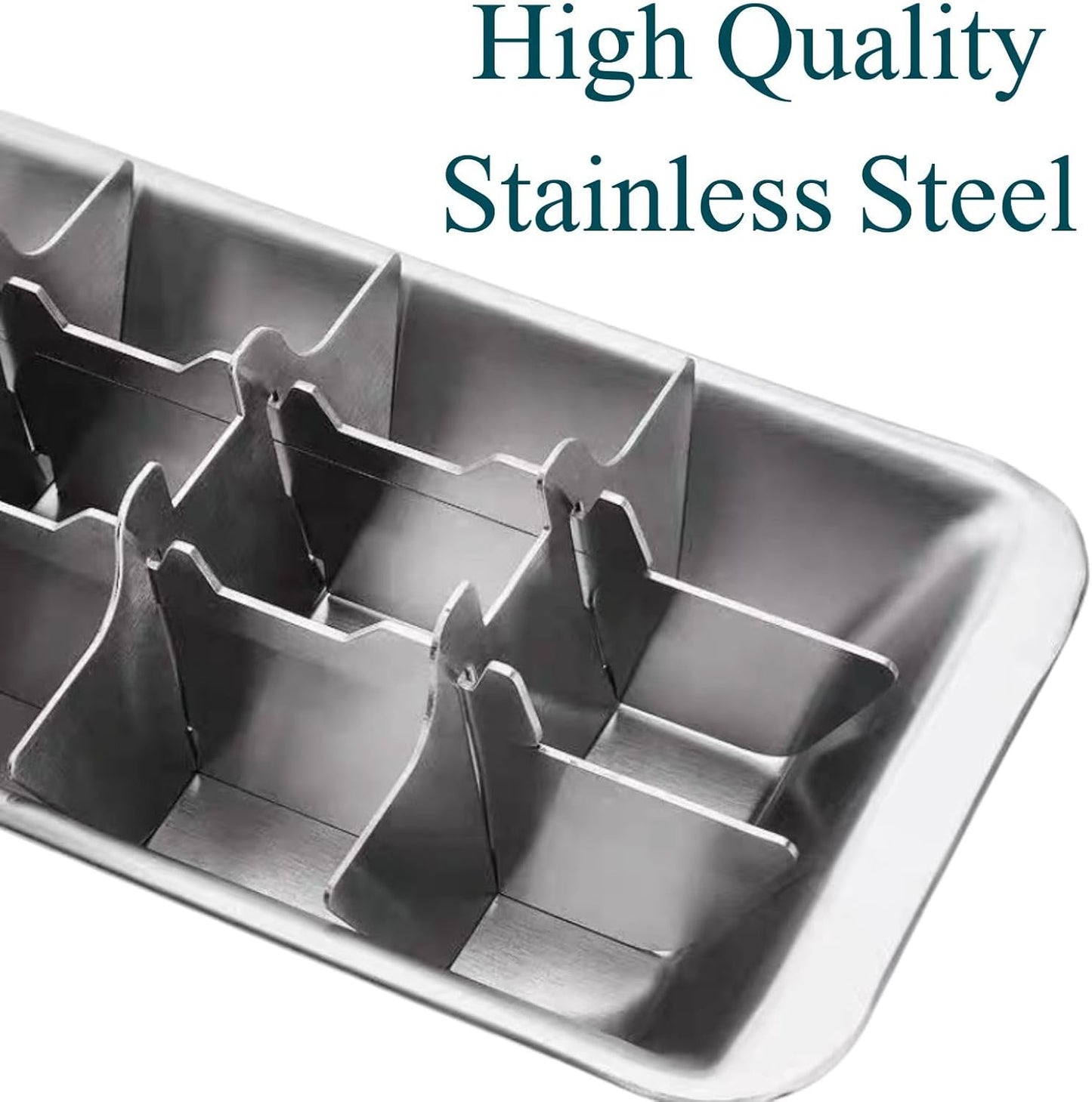 3 Pack Stainless Steel Ice Cube Trays, 18 Slot Ice Tray with Easy Release Handle Detachable Ice Trays for Easily Making Various Ice Cubes and Frozen Foods 10.9x4.4x2.2 inches