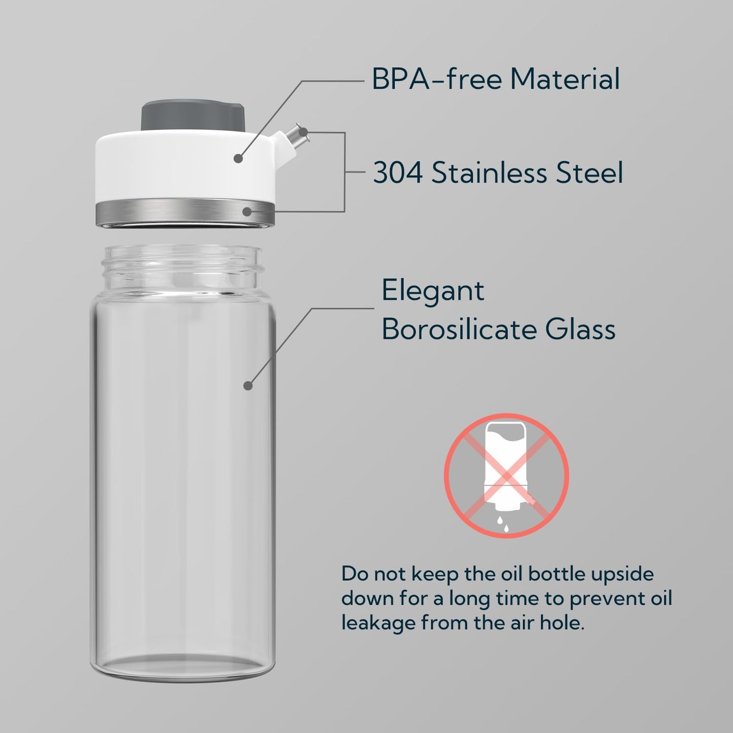 KITCHENDAO Precision Pour Glass Oil Dispenser with 3 Modes, Drip-free Spout, Two Adjustable Flowing Speed, 12 oz Vinegar Dispenser Bottle for Kitchen, Borosilicate Glass Olive Oil Bottle for Cooking