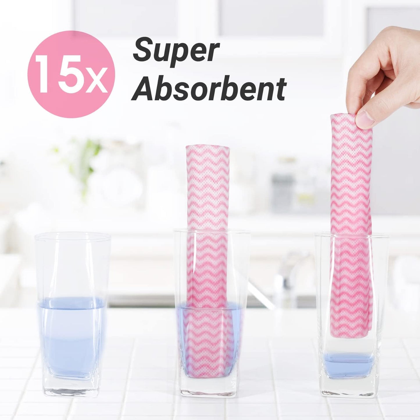 Disposable Dish Cloths Paper Towels, Domestic Cleaning Towels, Multipurpose Quick-Dry Rag Dish Cloths Heavy Duty Handy Wipes for Kitchen 75 Count 14.2"X15.7", Red