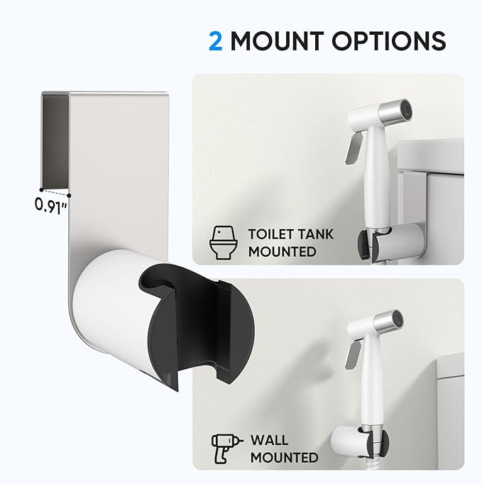 Arofa Handheld Toilet Bidet Sprayer for Toilet-Adjustable Water Pressure Control with Bidet Hose for Feminine Wash, Stainless Steel Jet Spray Cloth Diaper for Baby Wash - White/Brushed Nickel