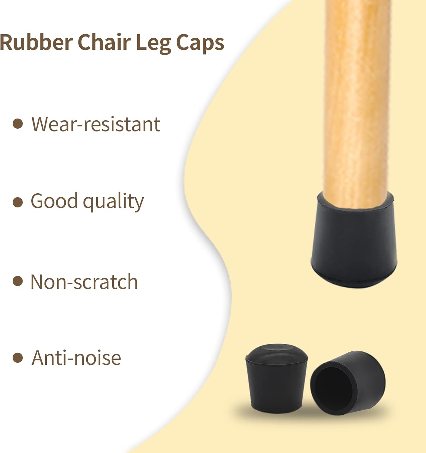 Flyshop Furniture Table Covers Non-Slip Durable Rubber Leg Tips Chair Leg Caps Floor Protectors Round Black 4PCS Size 12 mm, 1/2"