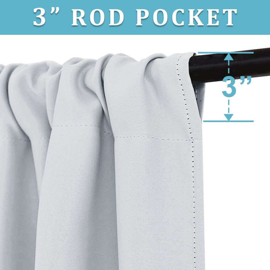 RYB HOME Curtains for Bedroom 63 inches Long, Blackout Thermal Insulating Window Treatment Drapes for Living Room Bathroom Basement Laundry Classroom, W 34 x L 63, Greyish White, 2 Panels