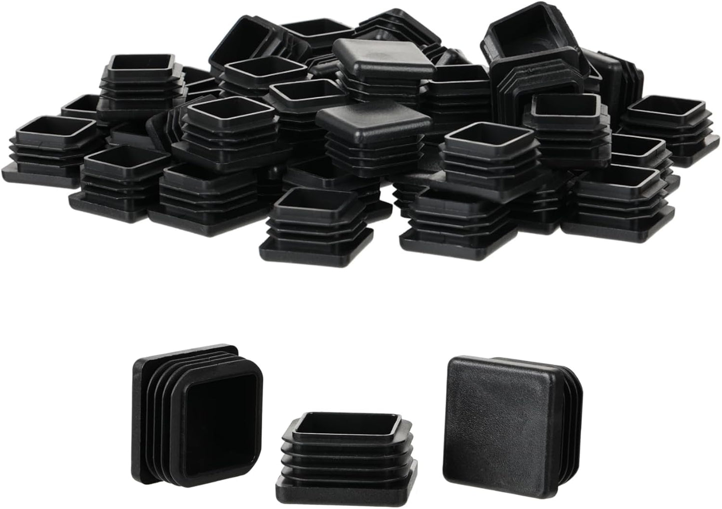 Furnigear Plastic Plugs Tubing End Cap Chair End Caps Outside Bottom Tubing Caps Square Furniture Sliders Glides Black (40, Fit 0.6-0.69" Square Tube Inner Size)