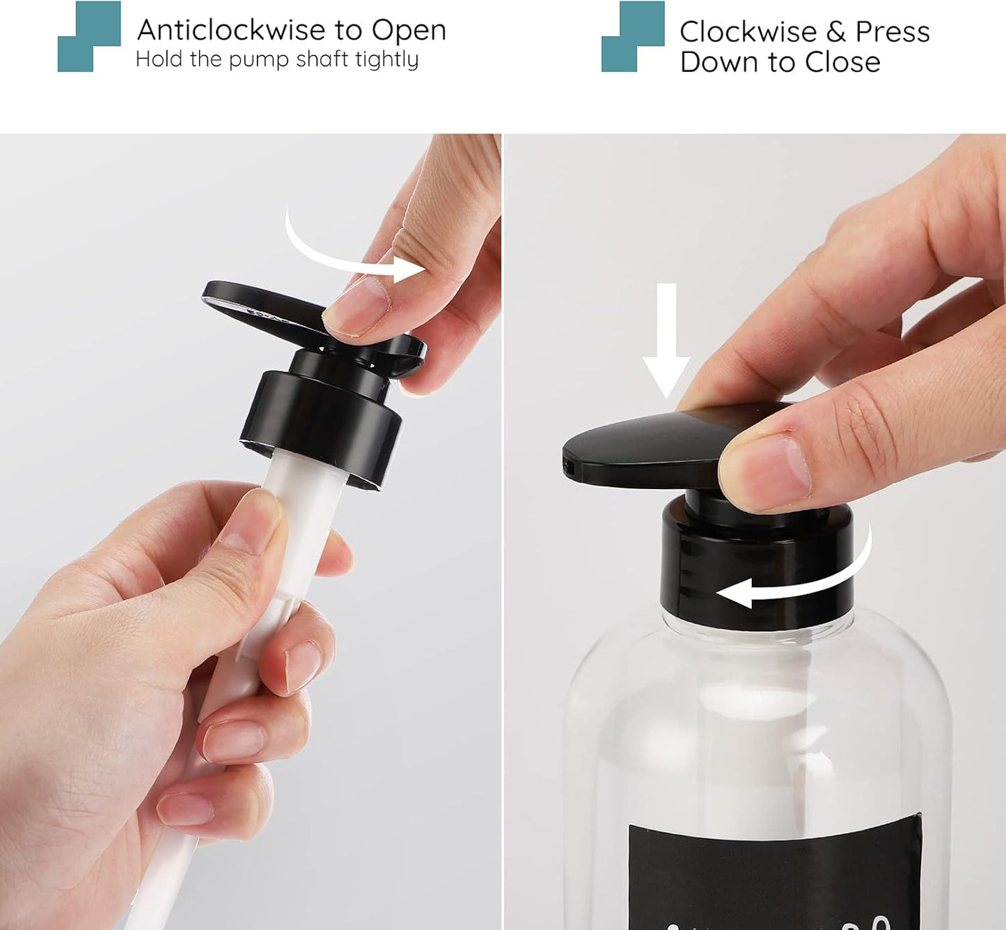 Segbeauty 3pcs Refillable Shower Bottles, 500ml Each - Large Plastic Dispensers with Pump for Shampoo, Conditioner, Soap or Lotion