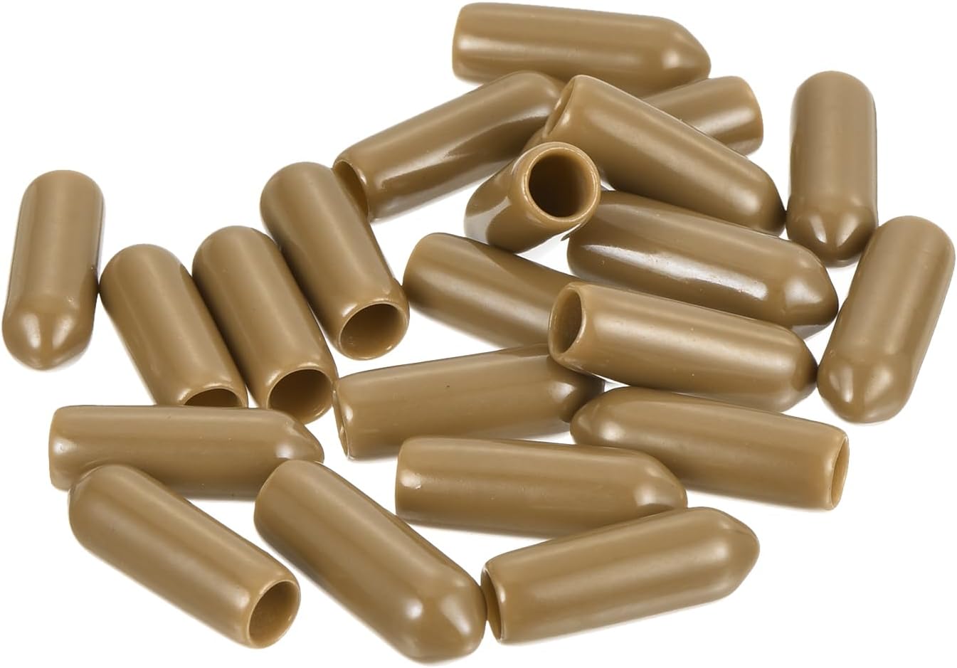 uxcell 20pcs Rubber End Caps 4.5mm(3/16") ID Vinyl PVC Round Tube Bolt Cap Cover Screw Thread Protectors Light Brown