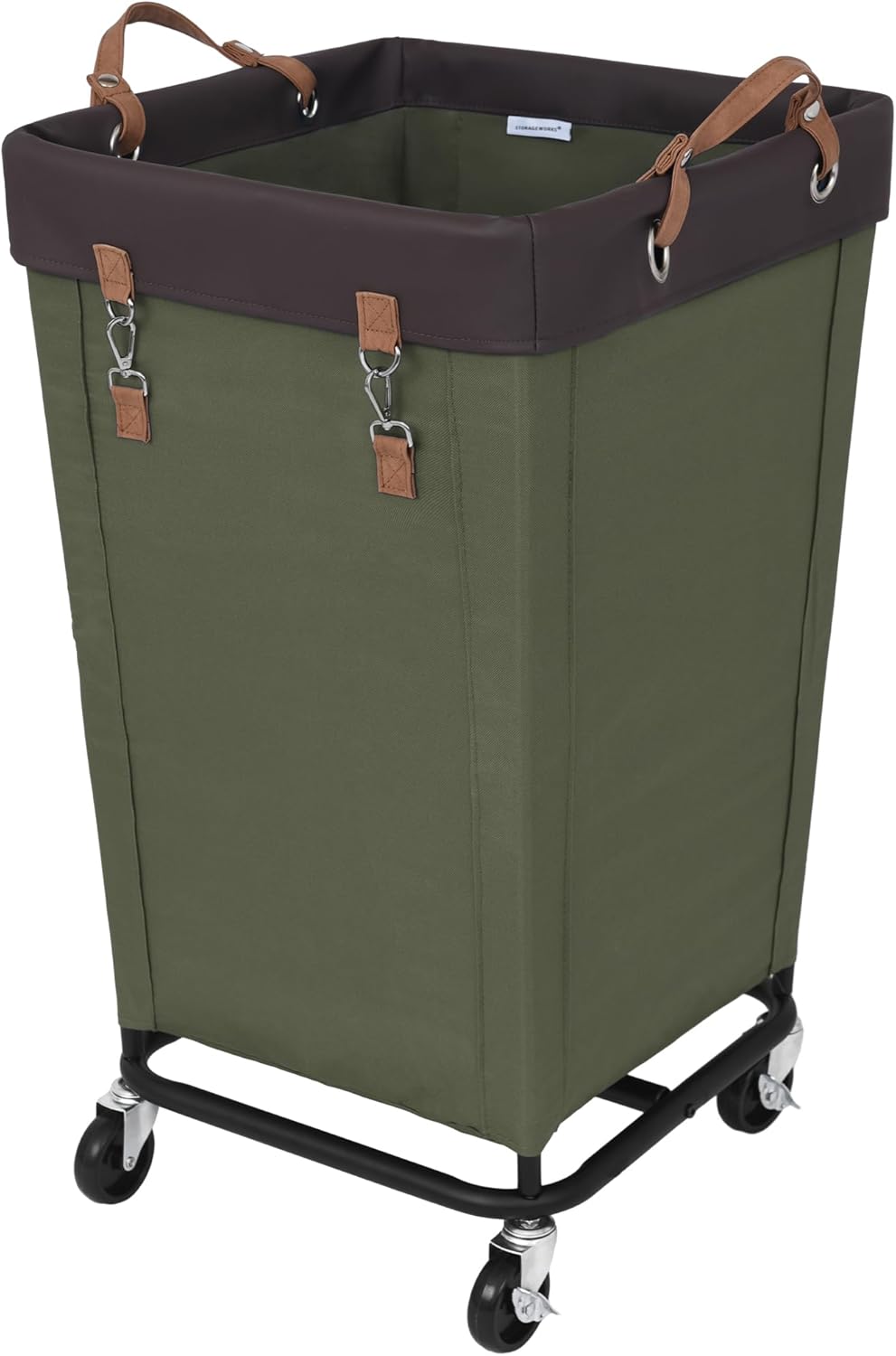StorageWorks 160L Laundry Basket with Wheels, Large Rolling Hampers for Clothing Organizer, Dirty Clothes Basket for Hotel, Home, Closet, Dorm, Green