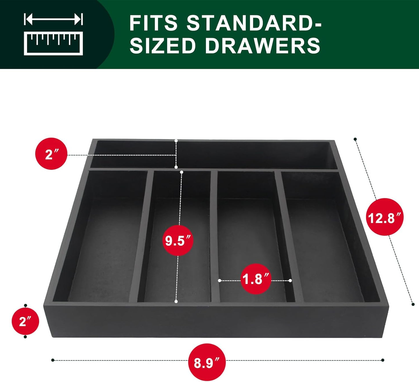 Ayiaren Small Kitchen Silverware Organizer Wooden Utensil Drawer Organizers Narrow Flatware Tray Wood Flatware Organizer for Drawer Spoon Organizer Black Utensil Holder Drawers Bamboo Silverware Tray