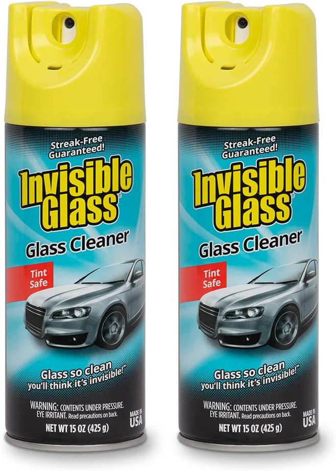 Invisible Glass 91163-2PK Premium Aerosol Glass and Window Cleaner for Auto and Home, Streak-Free, Ammonia-Free, Tint-Safe, 15 oz (Pack of 2)