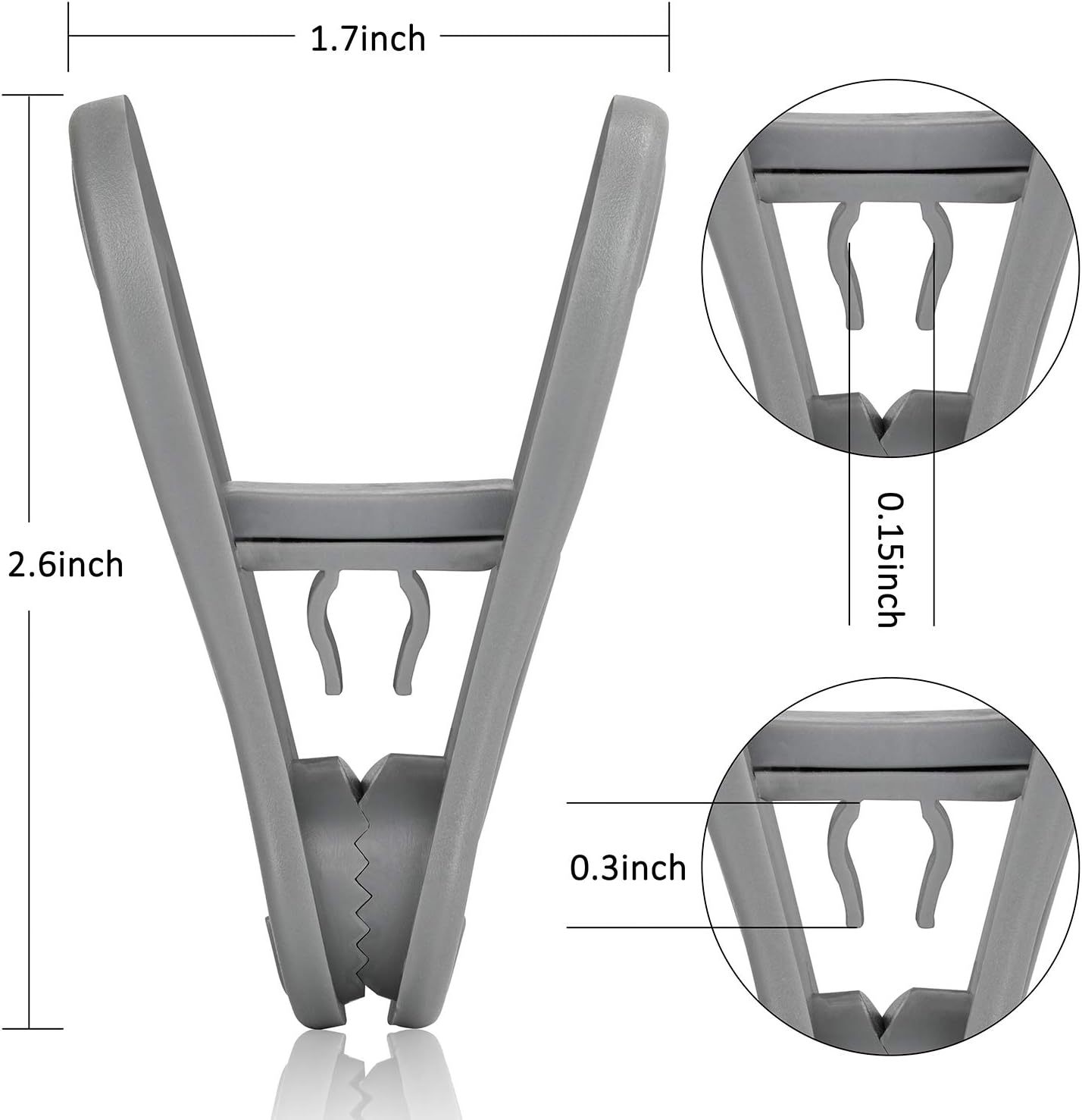 Tinfol 24pc Grey Plastic Hanger Clips, Strong Pinch Grip Finger Clips for Plastic Clothes Hangers, Multi-Purpose Kid Hanger Clip for Skirt Pant Hangers