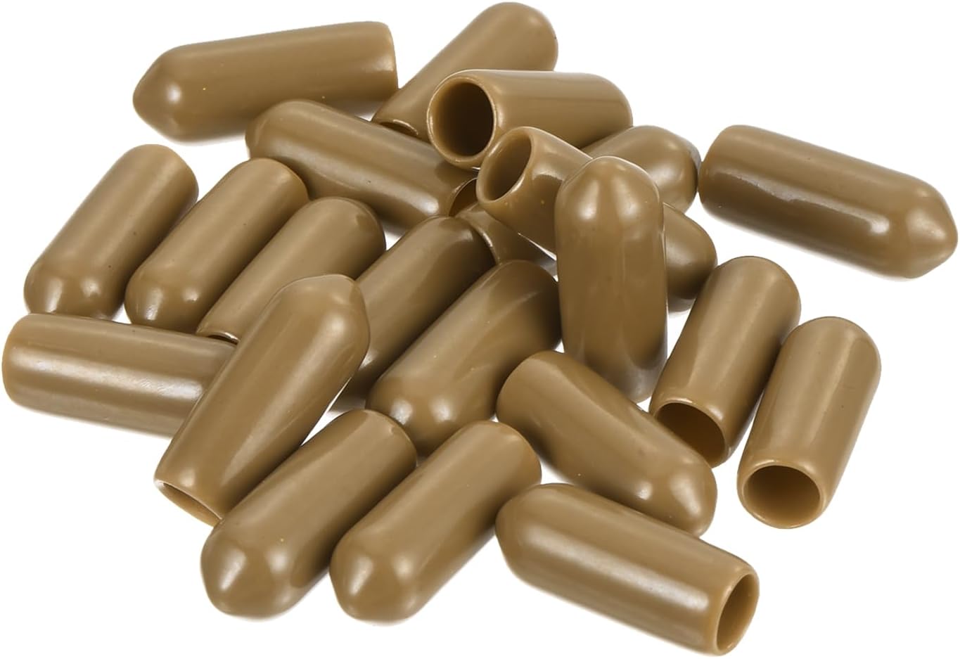 uxcell 20pcs Rubber End Caps 5.5mm ID Vinyl PVC Round Tube Bolt Cap Cover Screw Thread Protectors Light Brown
