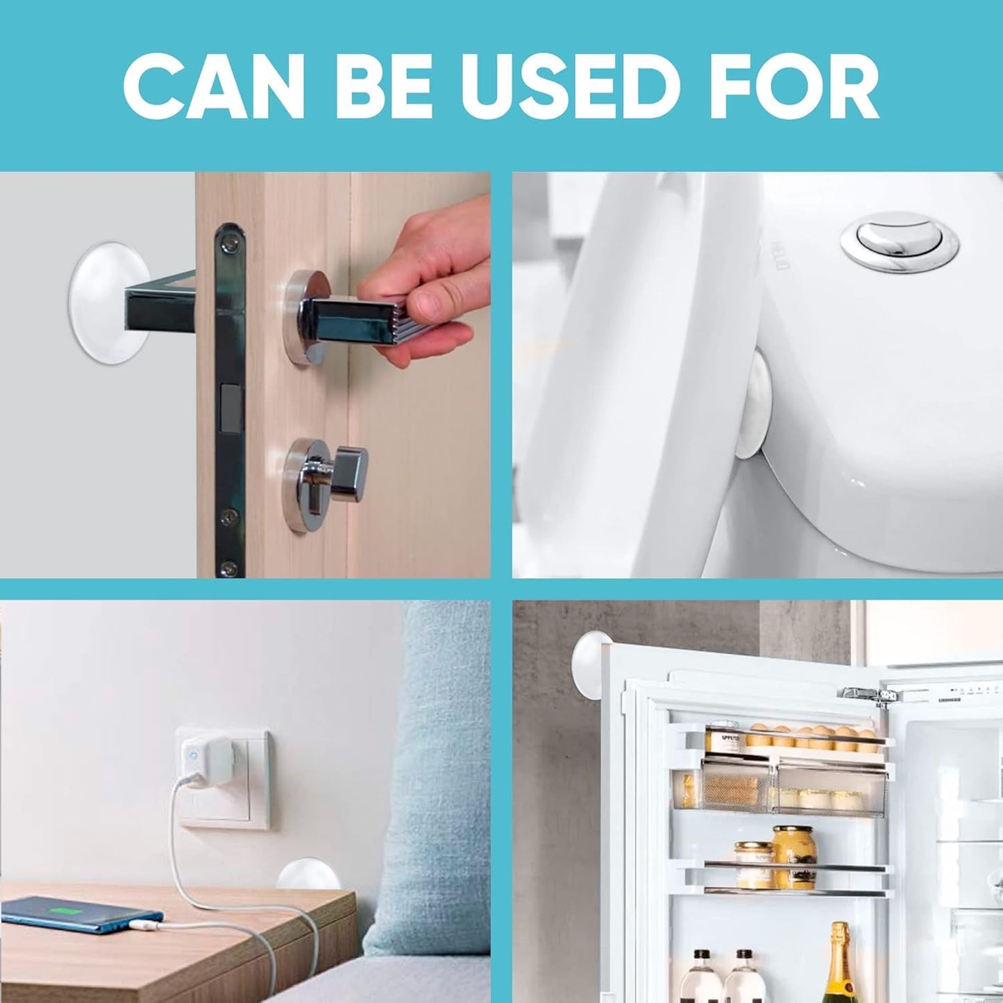 Strongest Home Wall & Door Handle Stopper 2" Set of 10 Pieces of Clear Rubber Door Knob, Round Wall Shield Cushion, Quiet Wall Protector for Door Handle, Guard Door Bumper Silencer Self - Adhesive