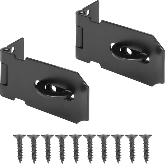 3" Door Padlock Safety Hasp Latch 2 Pcs, Door Hasp Clasp Lock Gate Shed Hasp Latch Lock for Door Window Cabinet Pet Cage Toolbox Shed Fence, 304 Stainless Steel, Matte Black Finish