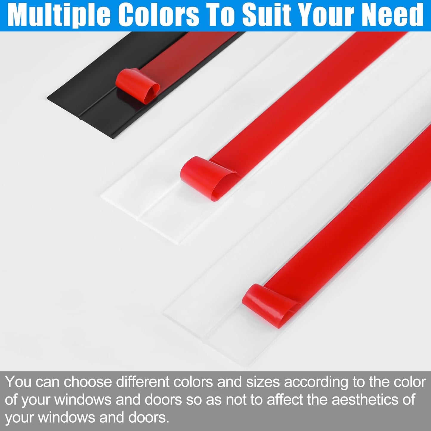 Draft Seal Tape for Doors and Windows 3 in x 20 Ft Silicone Weather Stripping Extra Thick 2mm Door Seal Strip with Strong Adhesive Draft Insulation Stopper Side Seal - Black