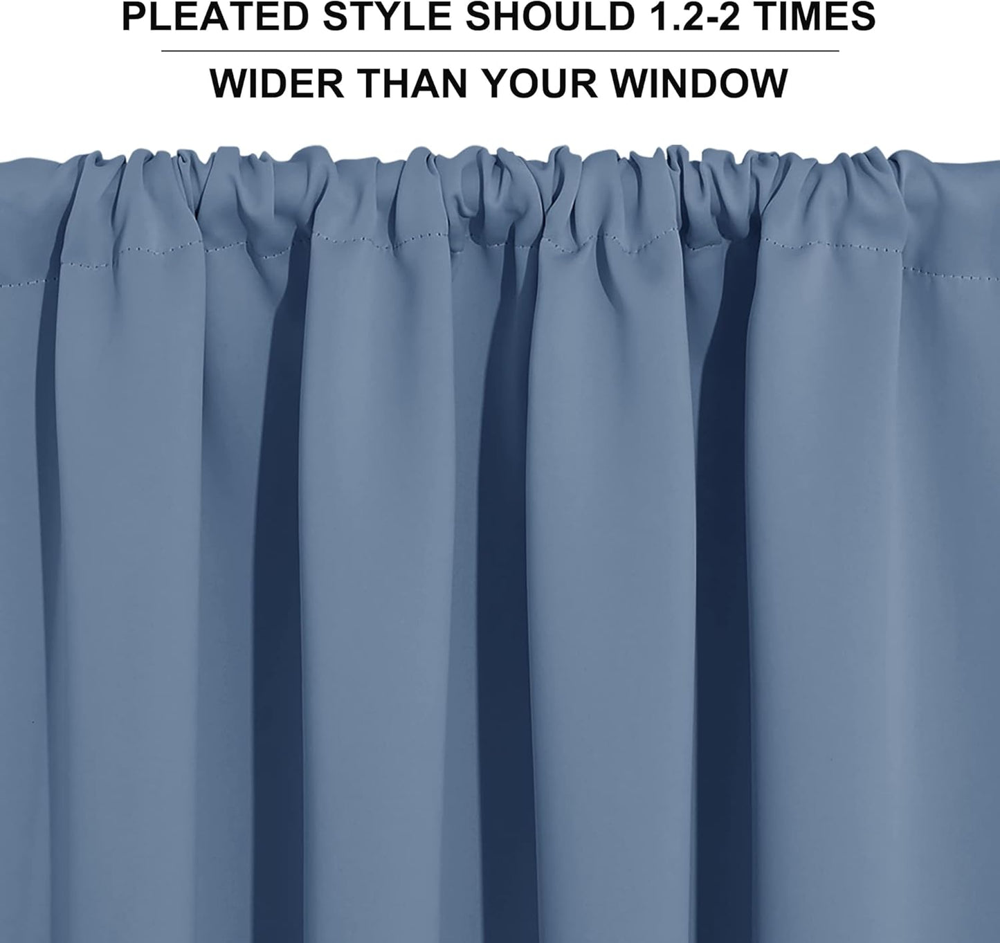 RYB HOME 45 inch Curtains for Kitchen Room Darkening Privacy Mini Curtain for RV Camper Bathroom Small Window, Width 29 x Length 45 inch, 2 Panels Set, Stone Blue