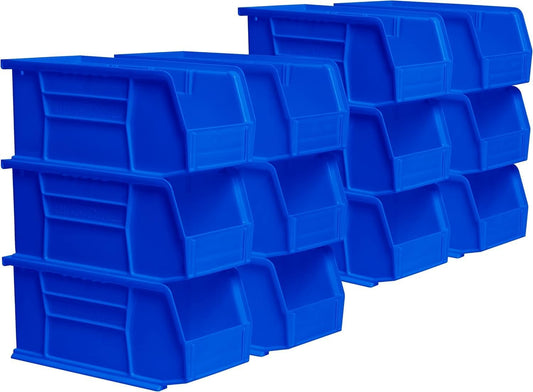 Akro-Mils 30230 AkroBins Plastic Storage Bins, Space-Saving Stackable Bins for Garage, Pantry, Craft Organization, 10.5 "L x 5.5 "W x 5"H, Blue, 12-Pack
