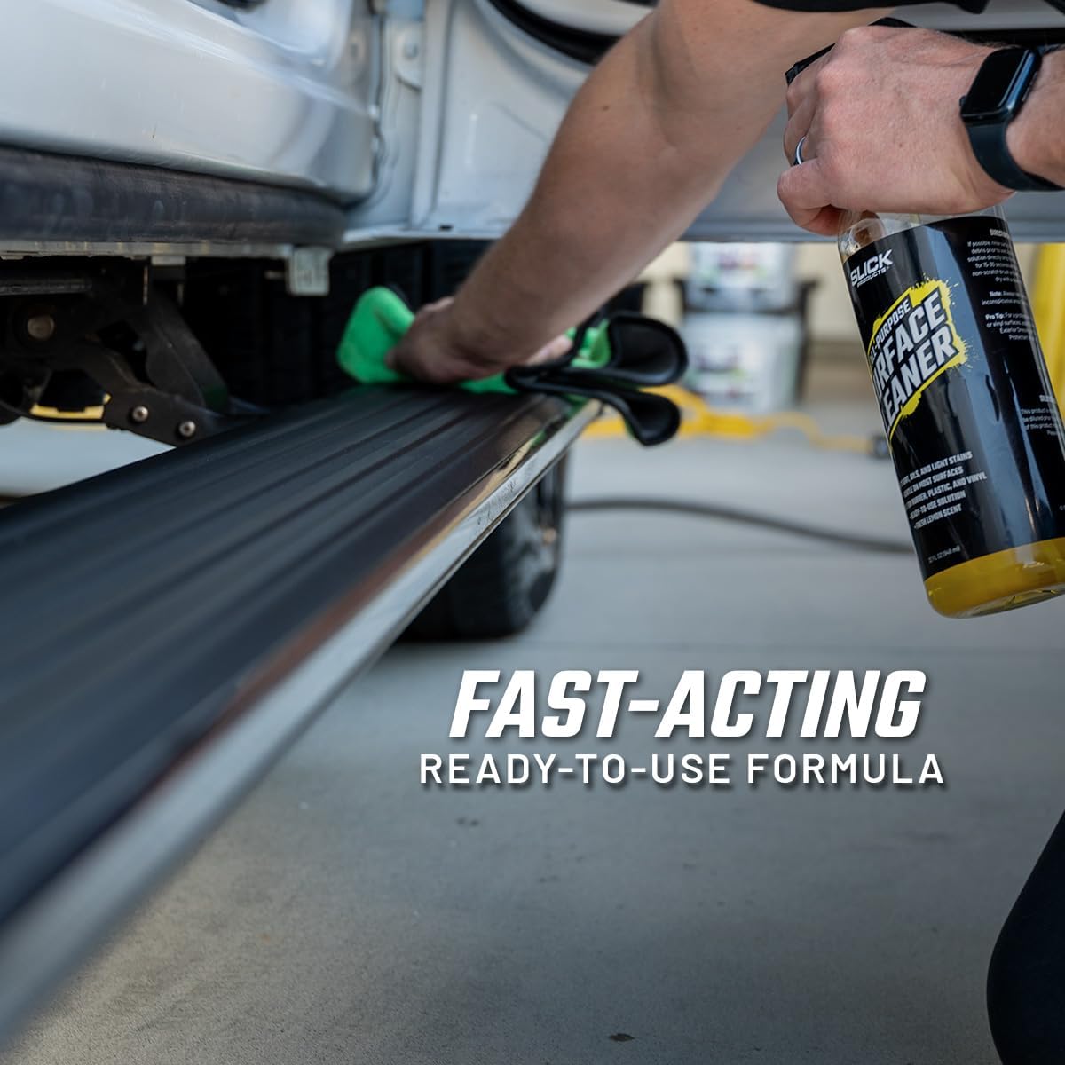 Slick Products All-Purpose Surface Cleaner – Multi-Surface Car Interior & Exterior Cleaner for Vinyl, Plastic, Rubber, Carpet & Upholstery – Fresh Lemon Scent – 32 oz.