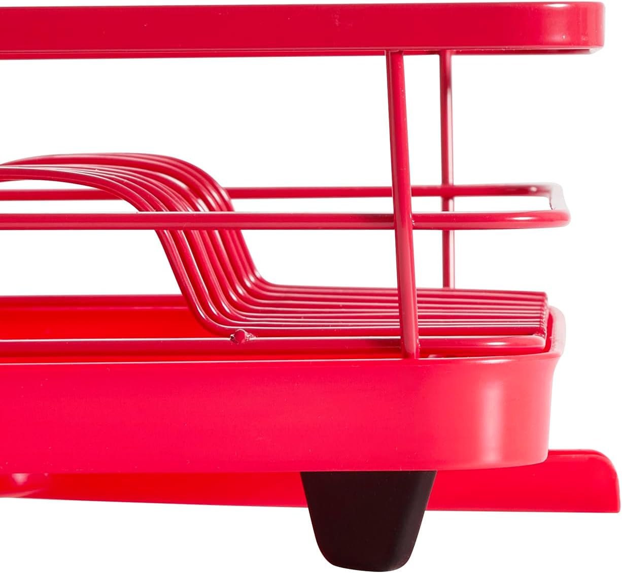 Dish Drying Rack 3 Piece Dish Drainer with Drainboard Set for Kitchen Counter – Dish Rack with Removable Utensil Holder & Swivel Spout for Countertop – DishRack for Plates, Cups & Organization, Red