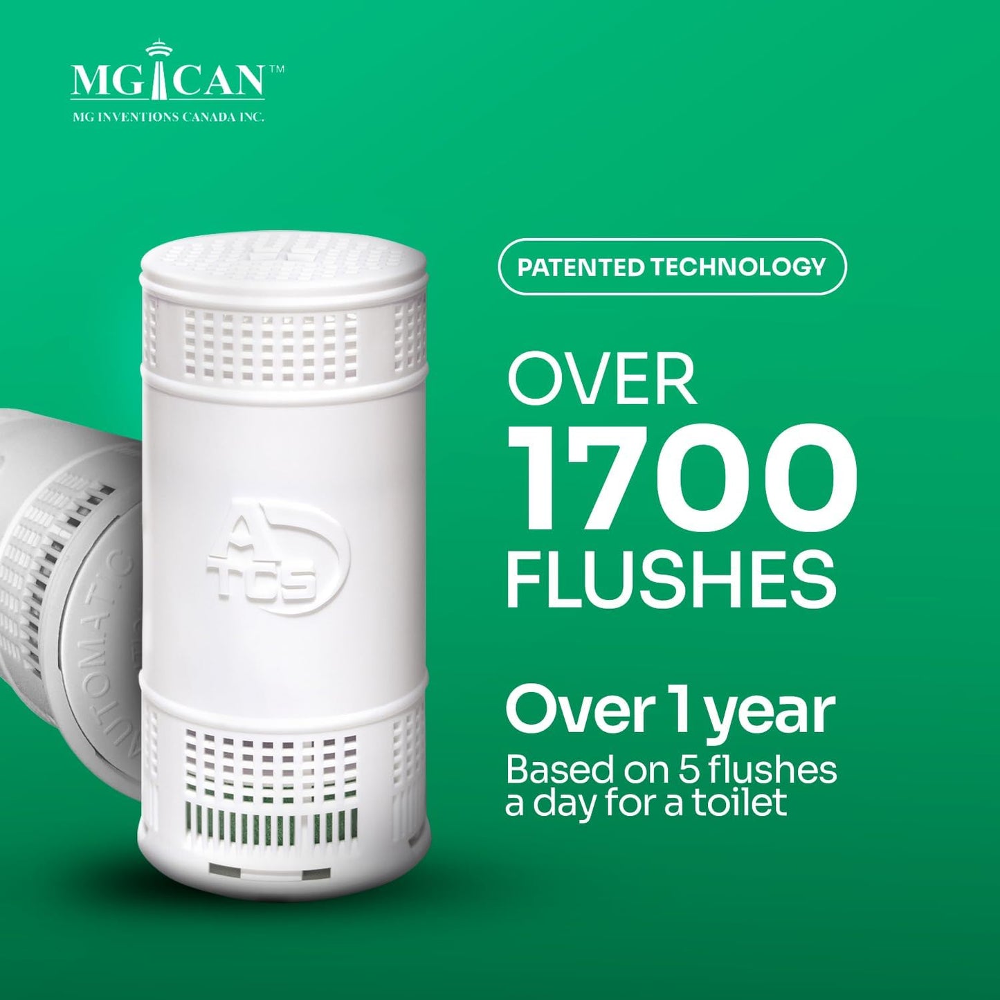 MGICAN Patented Automatic Toilet Cleaning System(ATCS) | Non-Toxic | Bleach Free & Long-Lasting | In Tank Toilet Bowl Cleaner | Cleans & Removes Stains in Every Flush| UL-Certified, 1 Pack