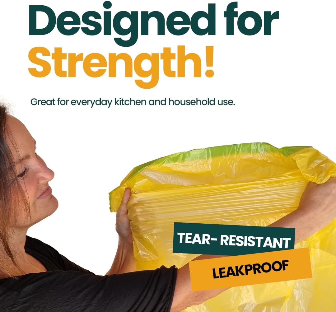 13 Gallon Trash Bags with Drawstrings, 40 Bags Made from 50% Recycled Plastic, Leakproof and Tear-Resistant, Tall Kitchen Garbage Bags for Home and Office