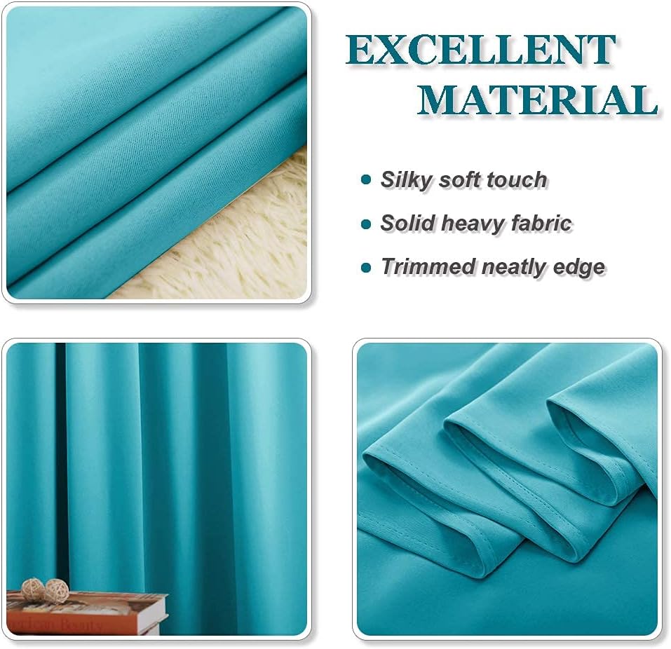 PONY DANCE Window Treatments Curtains - Home Decor Thermal Insulated Grommet Curtains Light Blocking Noise Reducing/Drapery for Bedroom Living Room, Blue Mist, W 42 by L 54 inches, Pack-2
