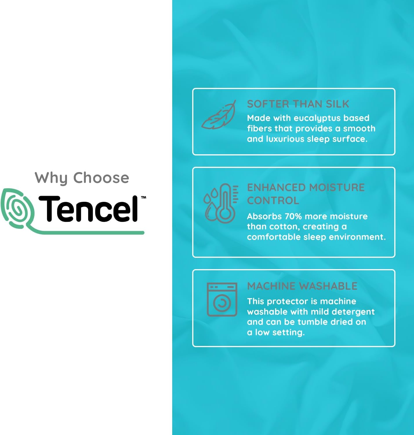 PUREgrace Tencel Mattress Protector (King) – Waterproof, Noiseless Cover, Soft and Breathable with Deep-Pocketed Corners for Secure Fit