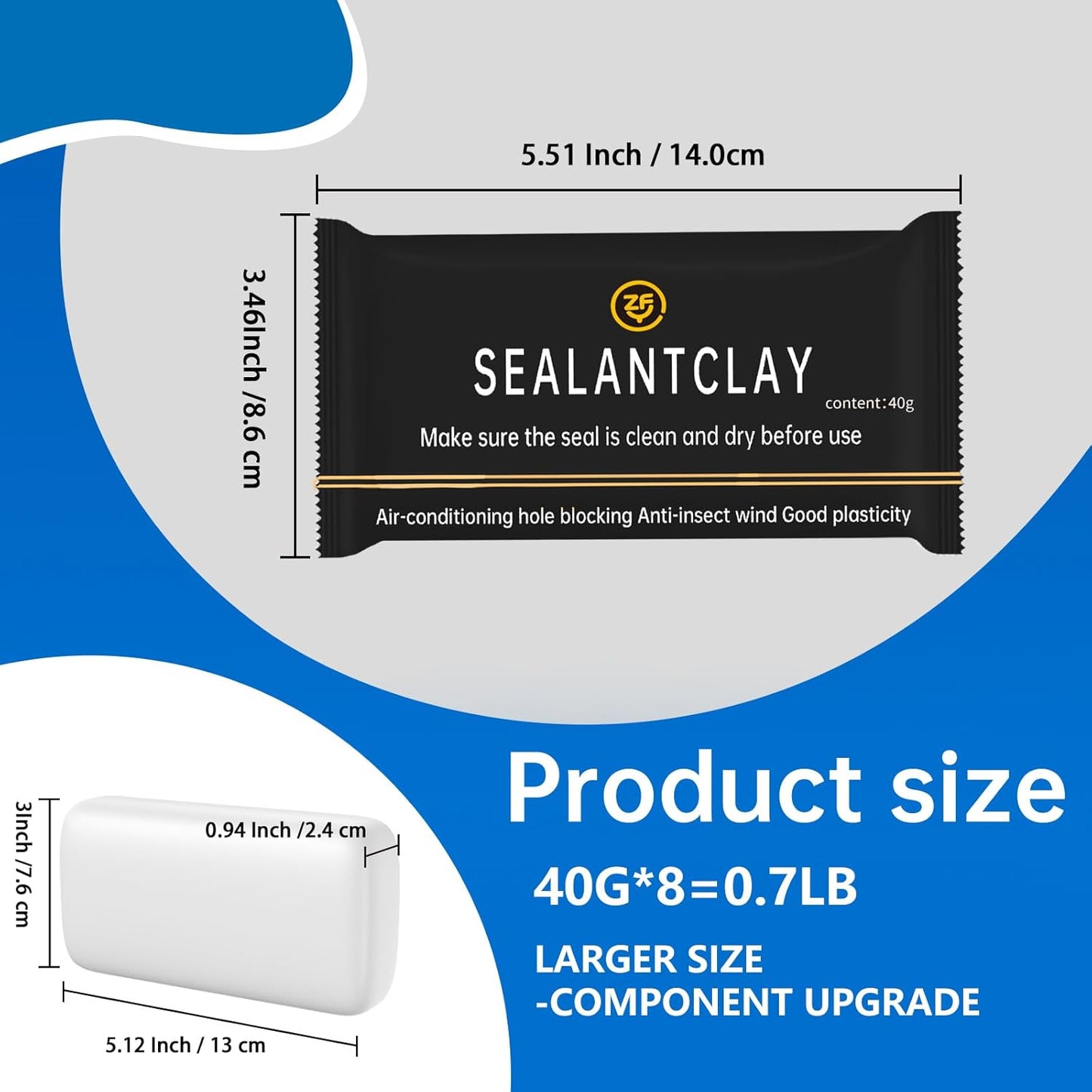 Quick Mending Mud & Waterproof White Sealant Putty (Pack of 8) - Ideal for Sealing: Air Conditioning Gaps, Wall Holes, and Drain Pipe Connections，Duct Seal Repair Sealing Clay.