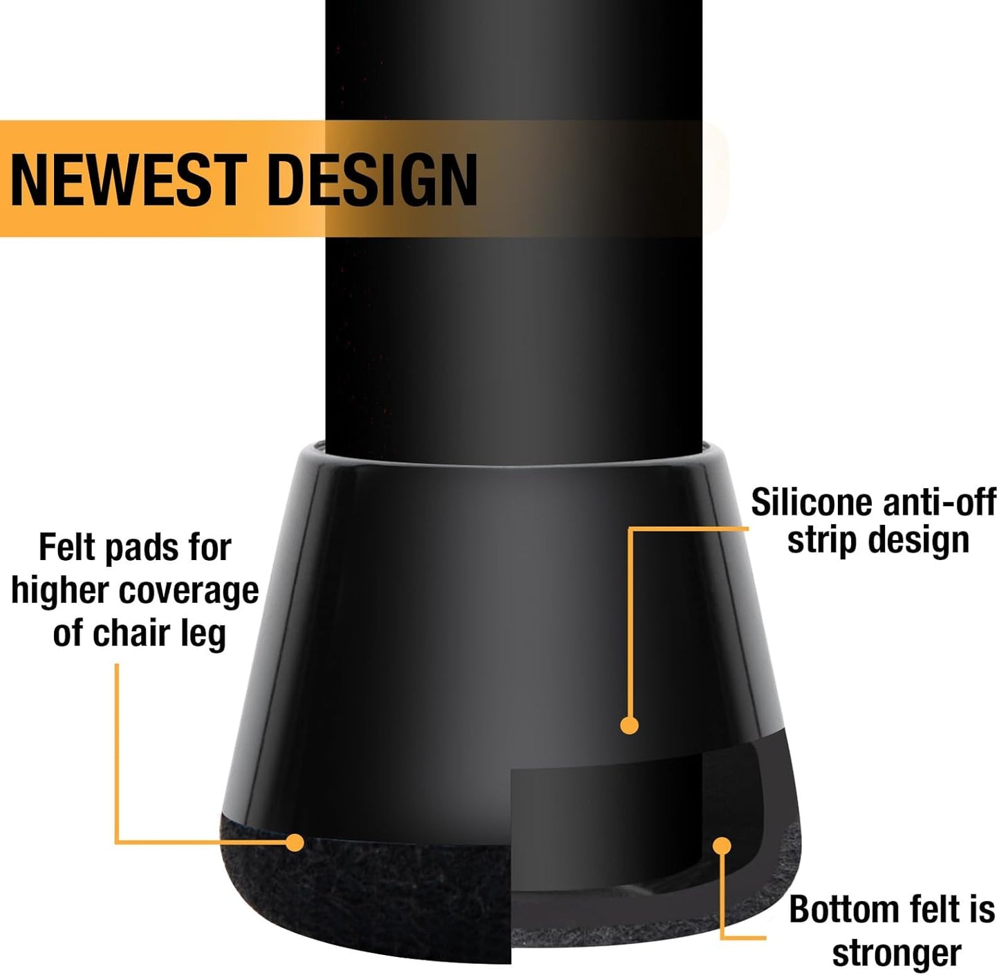 16 Pcs New Chair Leg Floor Protectors, Silicone Chair Leg Protectors for Hardwood Floors, Floor Protectors for Chairs, Chair Leg Caps Protect Wooden Floors from Scratching, Won't Tear