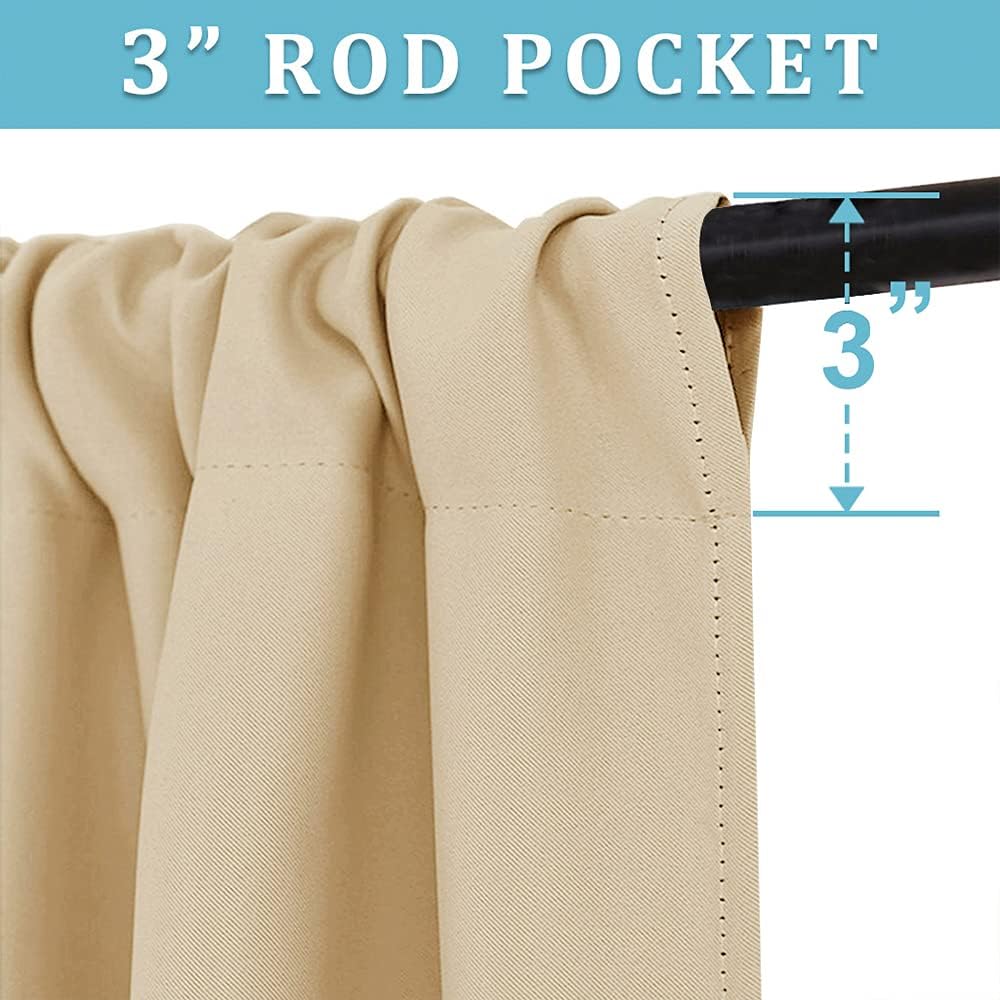 RYB HOME Blackout Curtains for Living Room, Large Window Shades for Bay Window Dining Parlor Bedroom Patio Door, Wide 52 x Long 102 inches, Biscotti Beige, 2 Panels