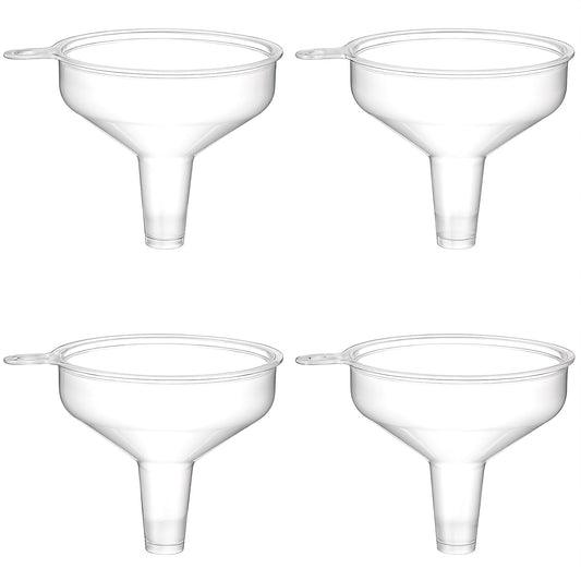 4PCS Mini Plastic Funnel, Clear Small Funnel, 5.5cm/2.17Inch Funnels for Kitchen Use, Food Grade Mini Funnels for Filling Water Bottle, Lotion, Essential Oil, Perfume, Spice and Powder