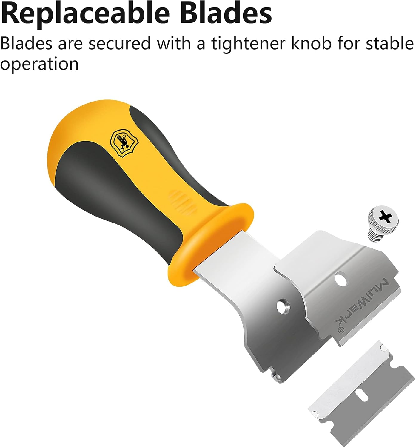 MulWark Razor Blade Scraper | 2 Handles Razor Scraper Set With Extra 12pcs Blades Heavy Duty Paint & Glass Scraper Tool With Extendable Handle for Windows, Oven Cleaning & Surface Prep