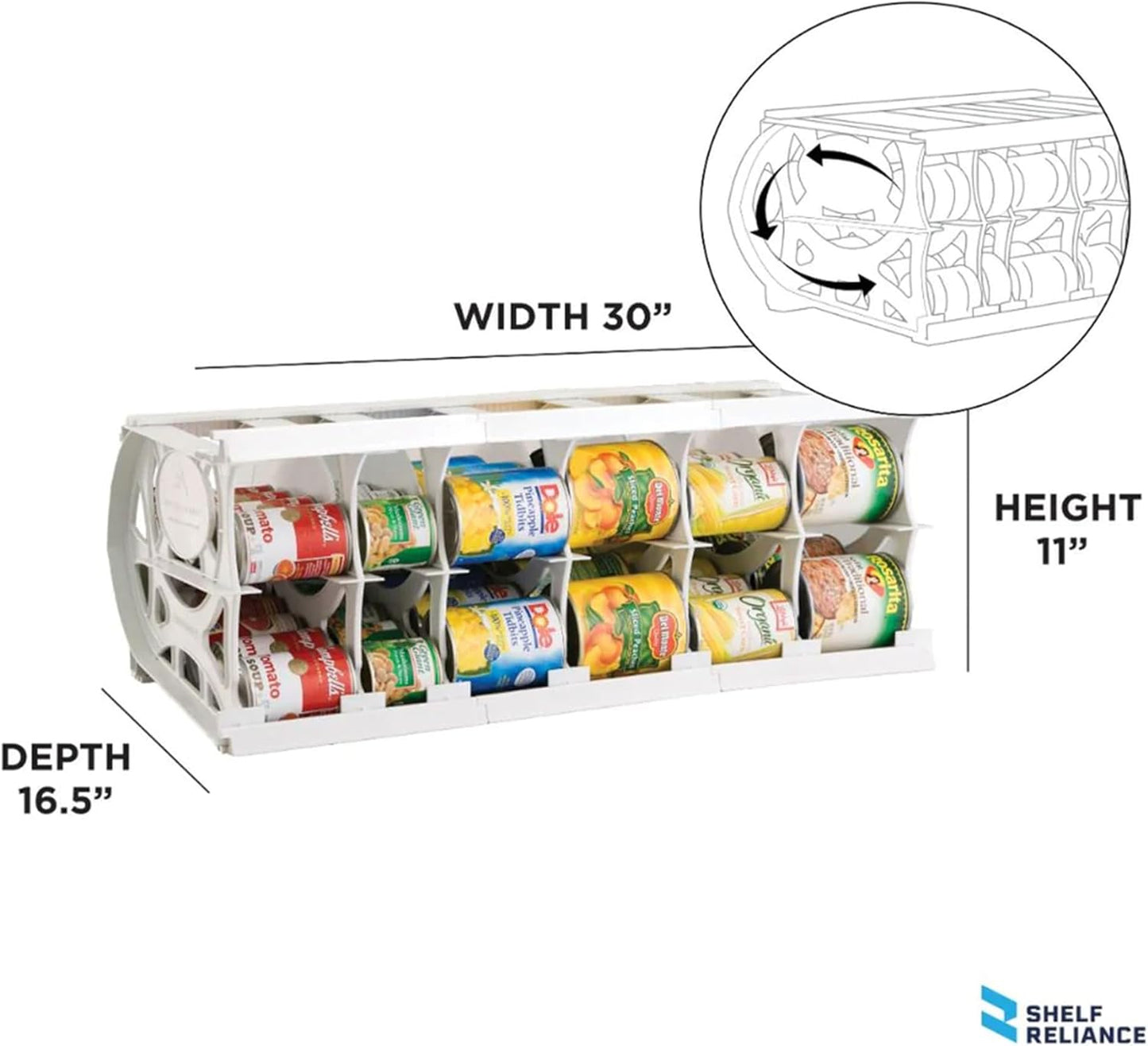 Shelf Reliance Cansolidator Pantry Plus - 2-Pack Can Organizer for Pantry, Stackable Soda Can Storage for Kitchen, Holds 60 Cans of Food or Soda