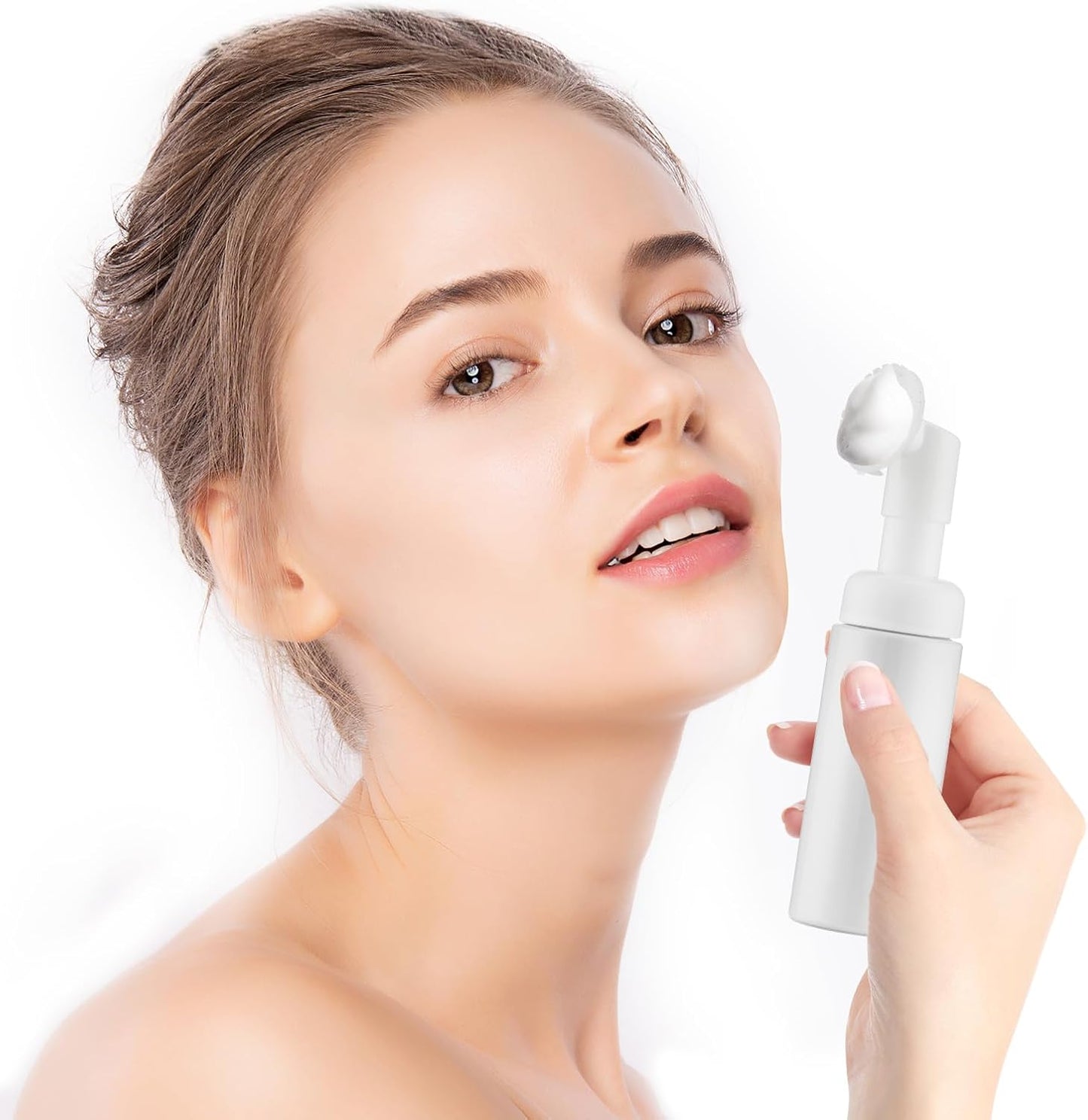 2 OZ Foam Bottle with Brush, Empty Foaming Dispensers to Travel for Soap, Shampoo (3pcs, 3colors)