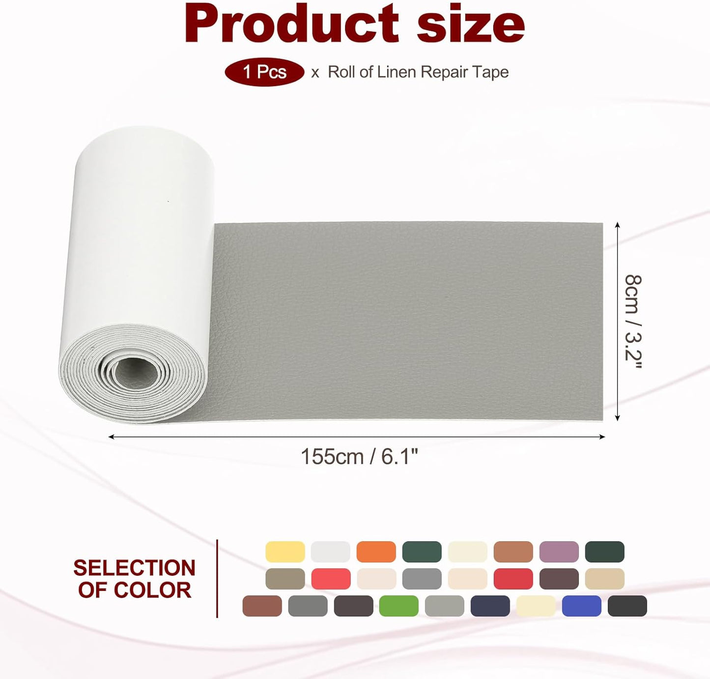 PATIKIL Leather Patches Tape for Furniture, 3.2 x 61 Inch Self Adhesive Vinyl Leather Repair Kit Cover Sheet for Couch, Sofa, Car Seats, Office Chair, Elegant Gray