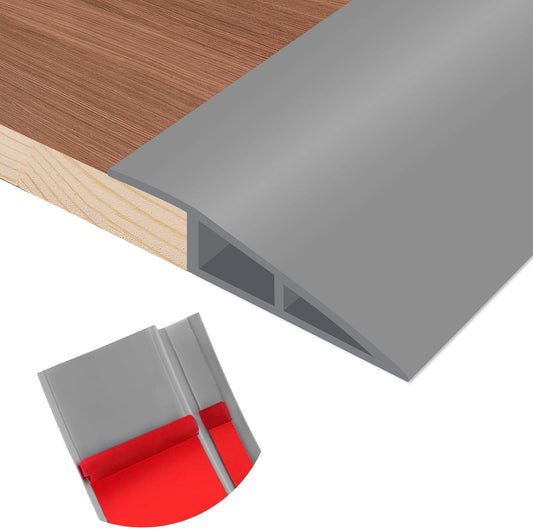 Floor Transition Strip Self Adhesive Vinyl Door Threshold for Doorways Carpet Edging Trim Overlap Edge Reducer for Laminate Floor, Carpet, Tile (Gray, 3/5" to 4/5", 6.6Ft)