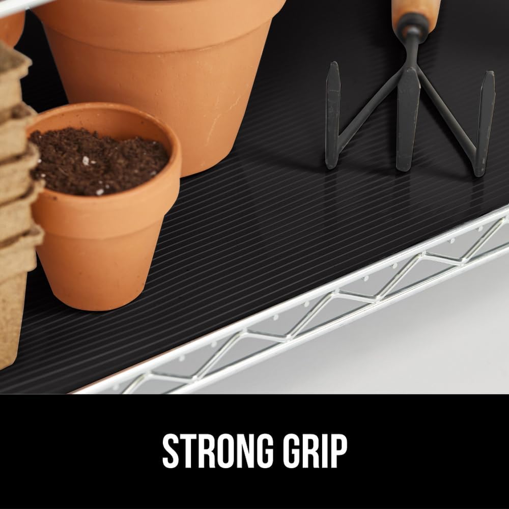 GORILLA GRIP DuraGuard Shelf Liner, 20x20 Non-Adhesive Cabinet Liners for Kitchen Drawers, Shelves, Refrigerator, Pantry Storage, Bathroom Closet, Durable Waterproof BPA Free Ribbed Plastic, Jet Black