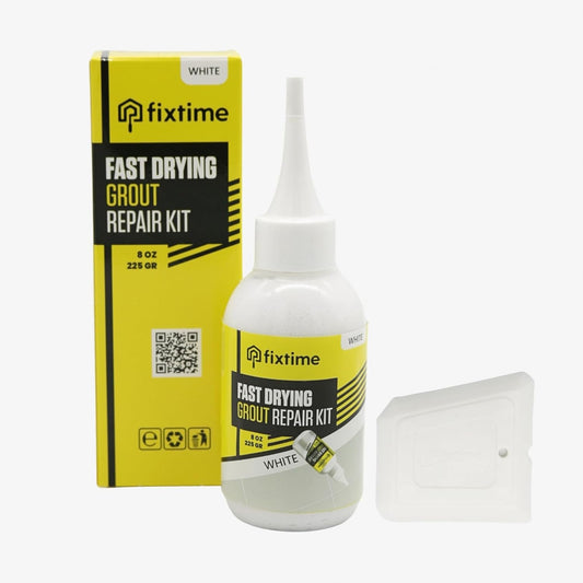 Grout Repair Kit - White Grout Filler Tube - Grout Crack Repair, Premixed Grout Filler Repair, Fast Drying Grout Sealer for Floor Tile - Spatula Included (White, 8oz)
