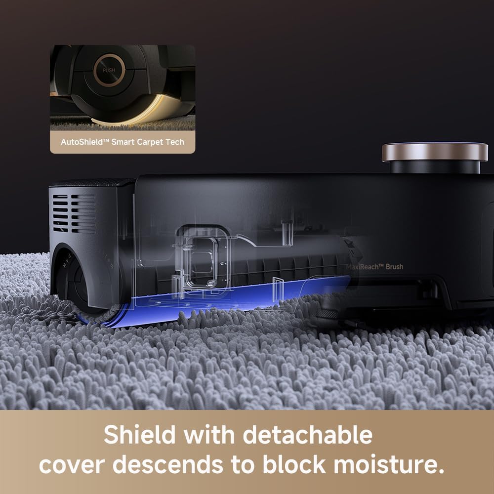 MOVA Z60 Ultra Roller Complete Robot Vacuum and Mop, 28,000Pa Suction, Roller Real-Time Flutting Self-Washing, Auto Carpet Shield, Extendable for Edge Cleaning, Anti-tangle DuoBrush, Care-Free Station