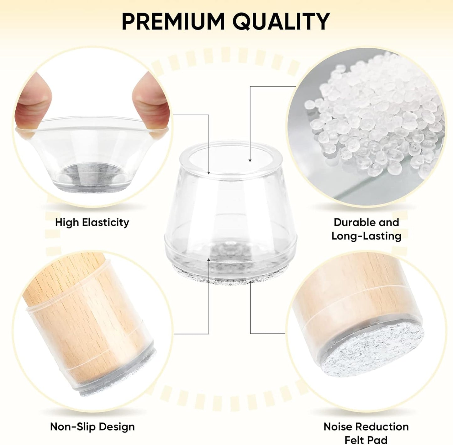 BALEINE 32 Pack Silicone Chair Leg Floor Protectors, Stool Leg Protectors Cap, Non-Slip Chair Leg Caps for Hardwood Floors (Clear, X-Large, 32 Pack)