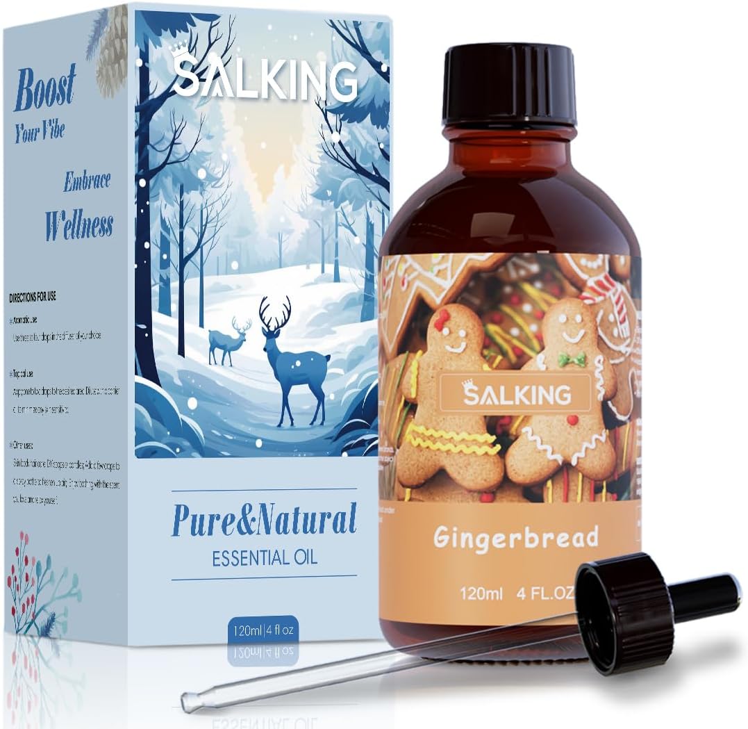 SALKING Gingerbread Fragrance Oil, 120ml (4 Fl Oz) Premium Essential Oils for Diffuser, Candle Scents for Candle Making, Soap Making Supplies, Diffuser Oil Scents, Gift for Her