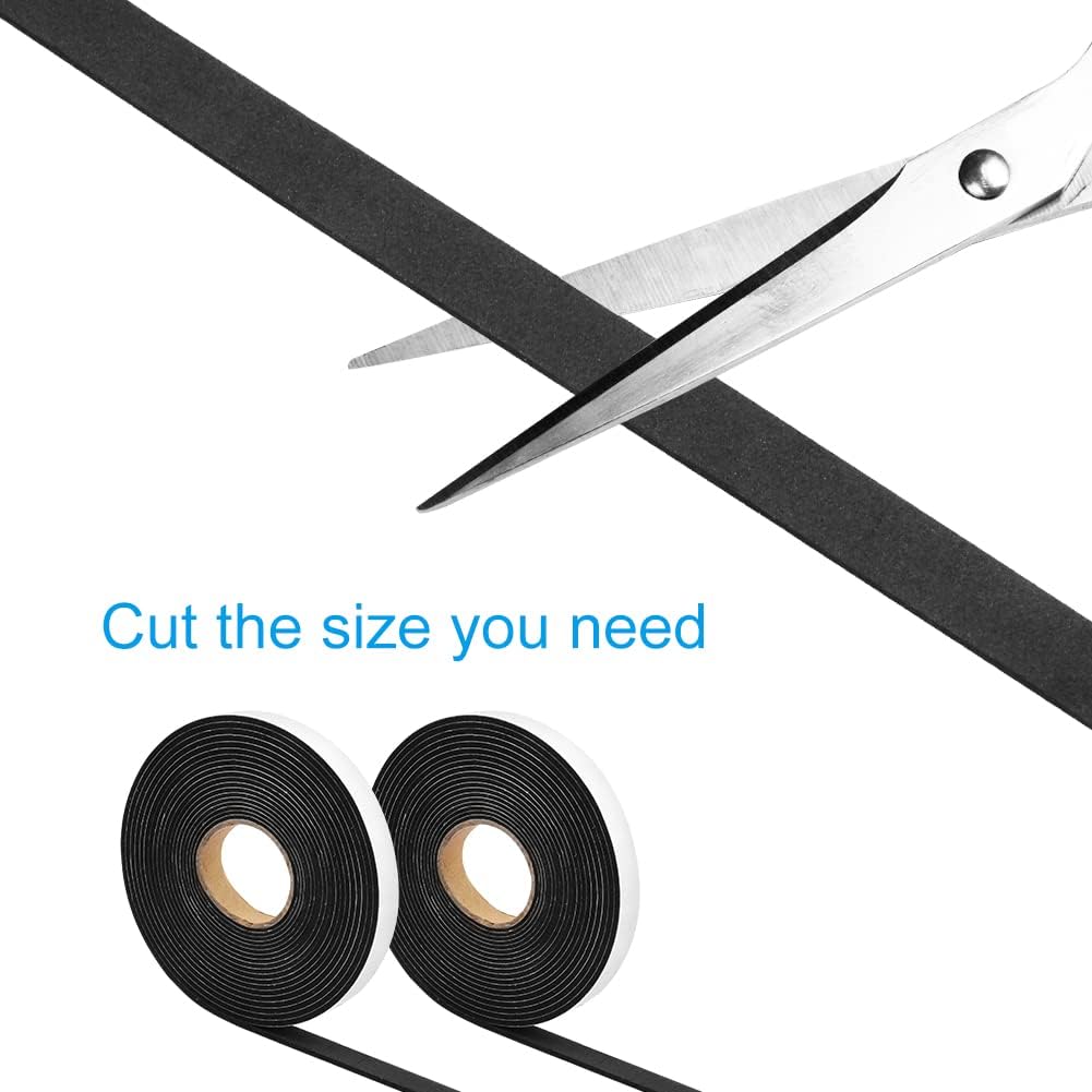 Seal Foam Tape,1/2 Inch W x 1/16 Inch T Weather Stripping for Door and Window, High Density Single Sided Closed Cell Door Insulation Weather Strip,2 Rolls 16FT Long Each