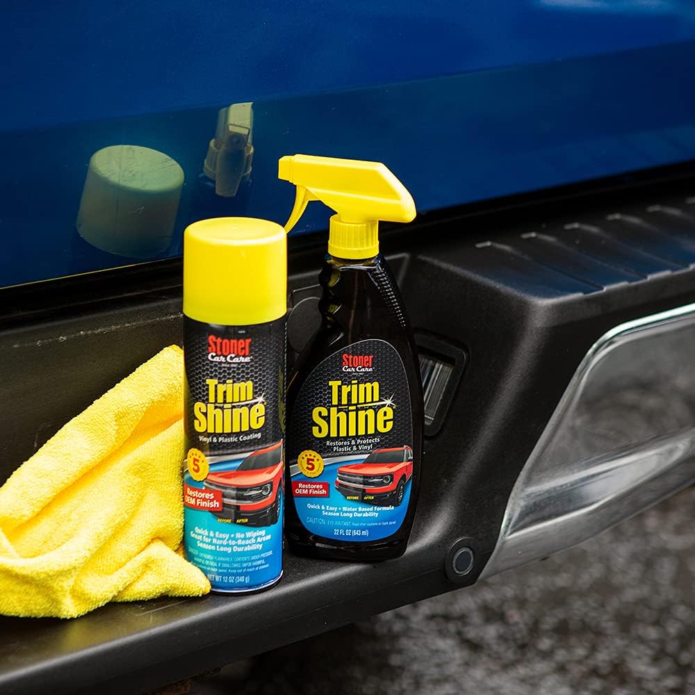 Stoner Car Care 91034-12PK Trim Shine – Vinyl and Plastic Protectant for Interior and Exterior Detailing, Restores OEM Color, Adds Shine, UV and Water Protection – 12 oz (Pack of 12)