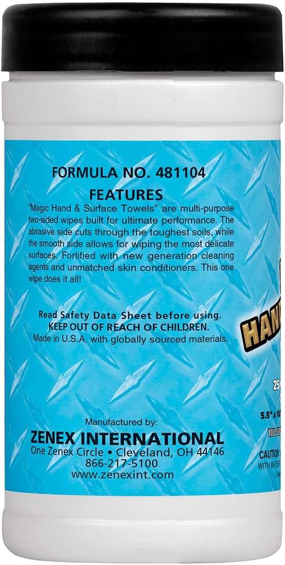 Magic Heavy Duty Cleaning Wipes - Dual Sided Hand & Surface Shop Towels | Professional-grade Cleaning | Waterless | Moisturizing | Cleans Grease, Oil, Dirt, & more (3 Pack | 75 Sheets Total)