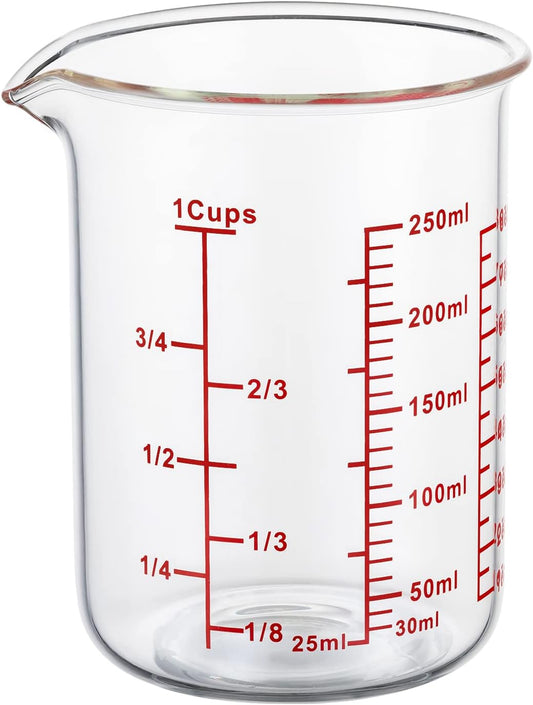Ackers Glass Measuring Cup 1 Cup,8oz Borosilicate Liquid Measuring Cup with Spout