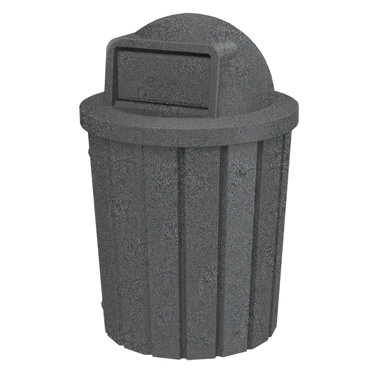42 Gallon Slated Circle 100% Recycled Plastic Heavy Duty Outdoor Trash Can with Push Open Dome Lid and Internal Liner - Great for Schools and Businesses - Dark Granite