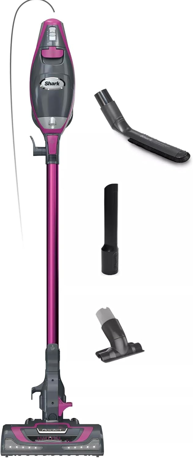 Shark HV371 Rocket Pro DLX Corded Stick, Removable Hand Vacuum, Advanced Swivel Steering, XL Cup, Crevice Tool, Upholstery Tool & Anti-Allergen Dust Brush, Fuchsia, Capacity