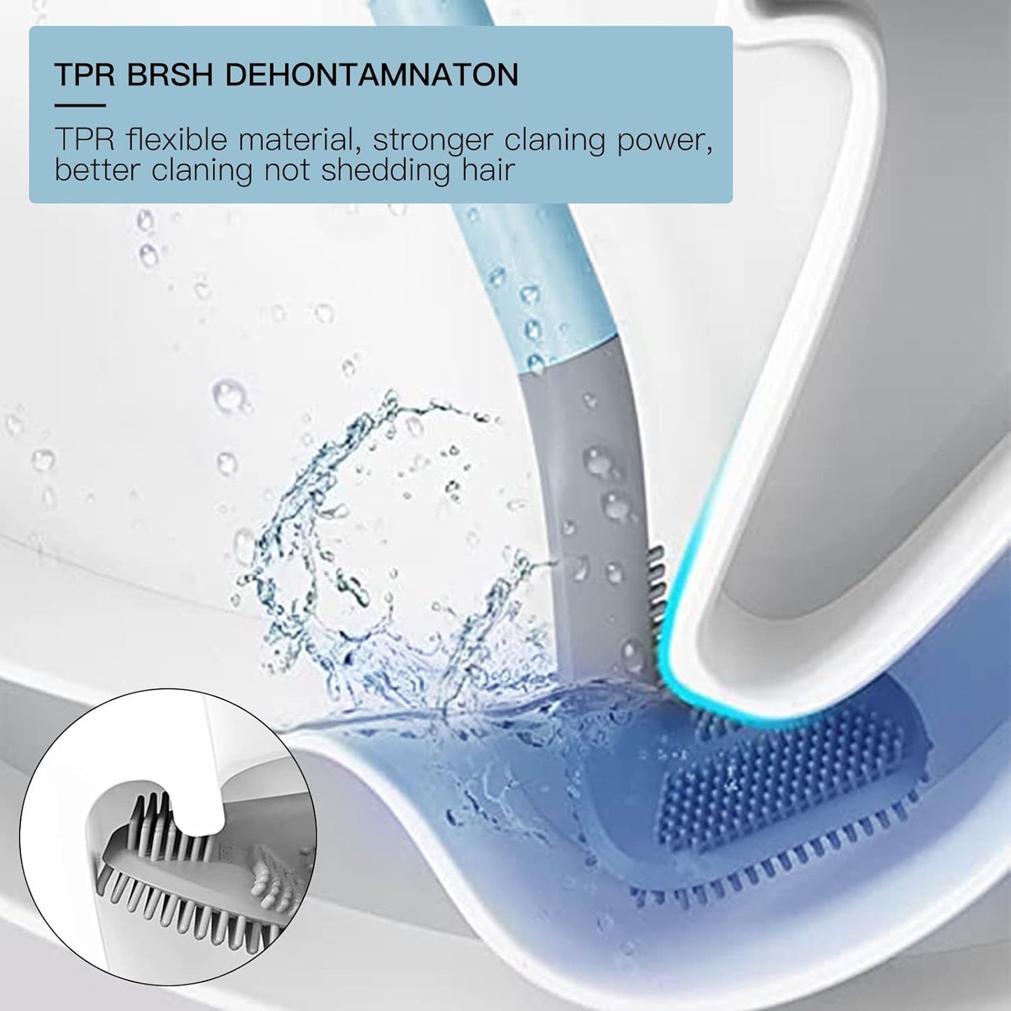 2Pcs Toilet Brush, Slim Compact Bathroom Toilet Scrubber No Dead Corners Silicone Toilet Brush, Curved Design Angled Toilet Cleaner Brush Scrubber for Deep Cleaning