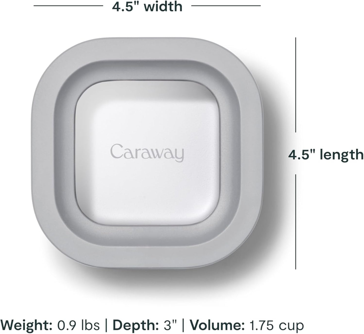 Caraway 2pc Glass Food Storage Set - 1.75 Cup Food Containers (2) - Non-Toxic Ceramic-Coated Glass - Air Release Technology - Compact & Stackable Design - Gray