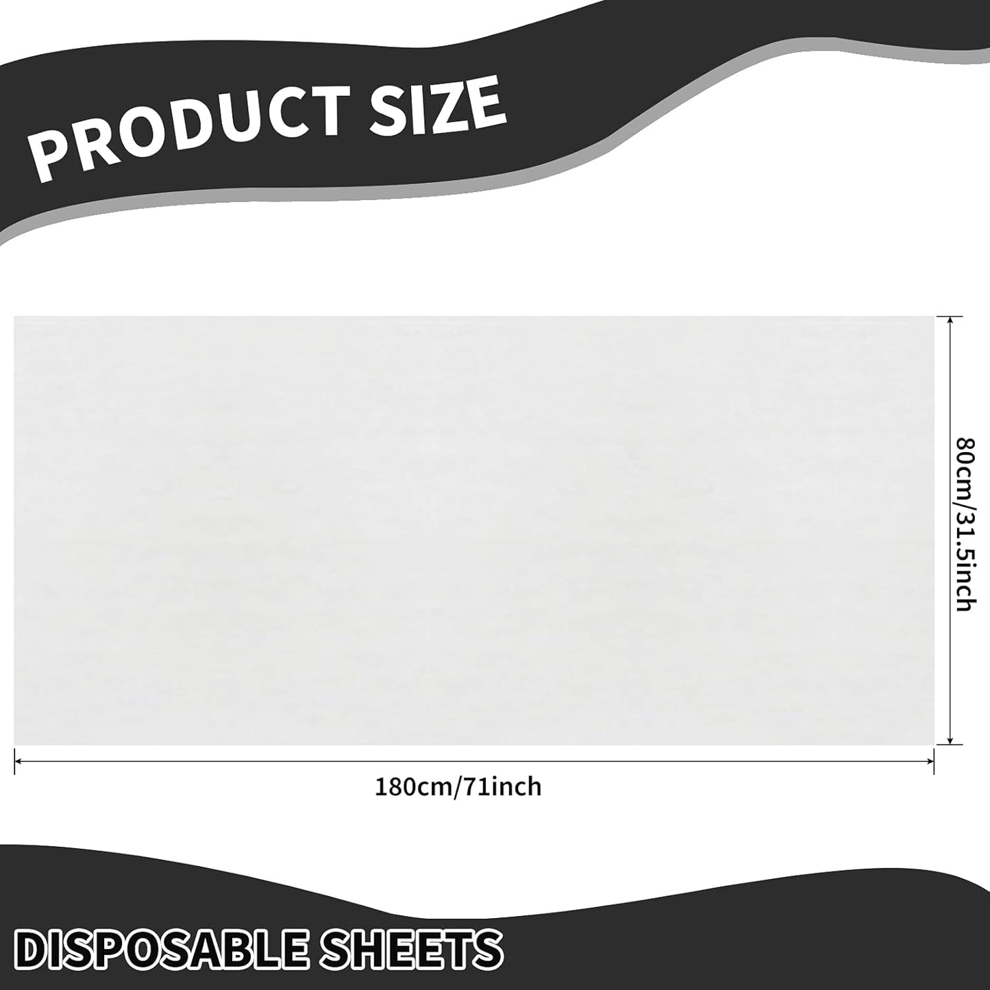 Breling 100 Pcs 31.5 x 71 Inch Disposable Bed Sheets Oil-proof PE Film Massage Table Sheets Non-woven Fabric Spa Waterproof Bed Cover Breathable for Beauty Salon Hotels Tattoo Waxing(White)