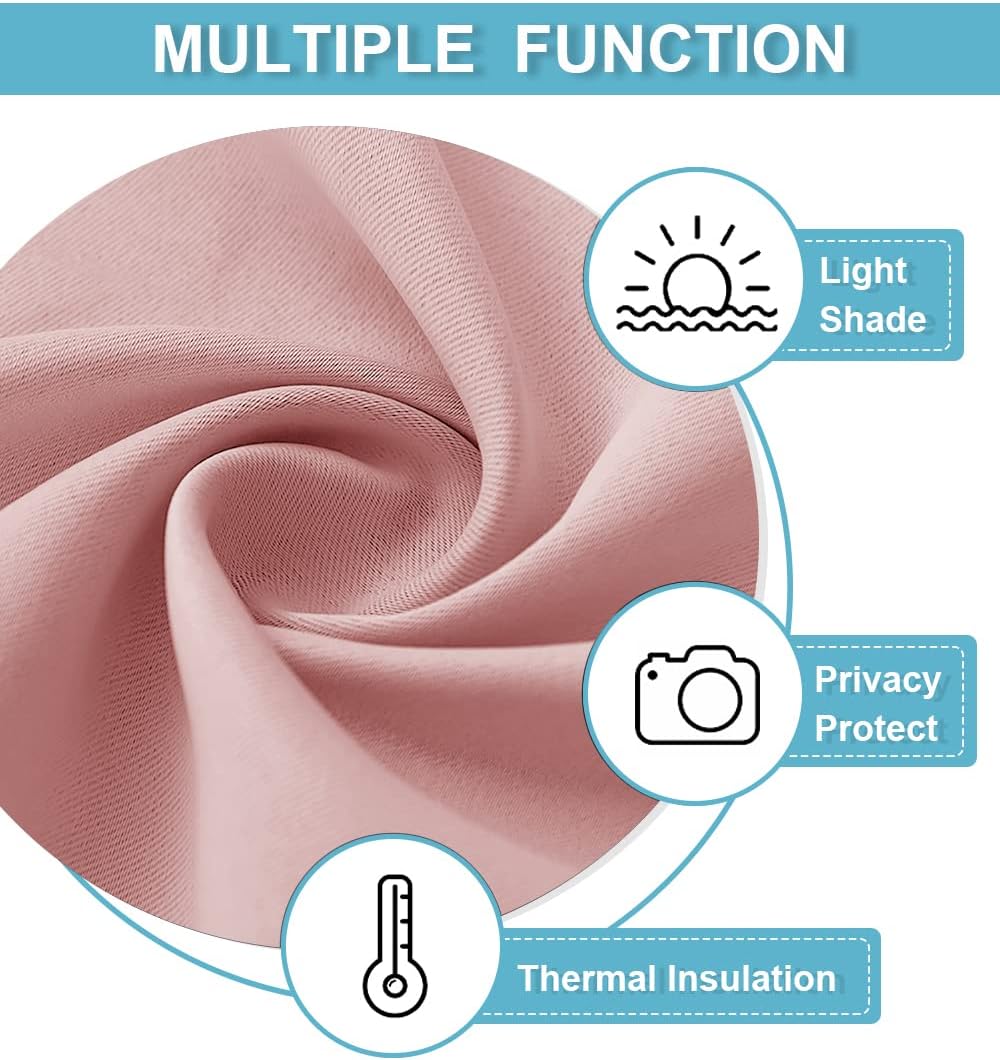 RYB Home Privacy Closet Curtains 36 inch 2 Panels Set, Room Darkening Rod Pocket Drapes Decorative Privcay Backdrops Thermal Shades for Bathroom Basement, Peach Blush, W42 x L36 inch